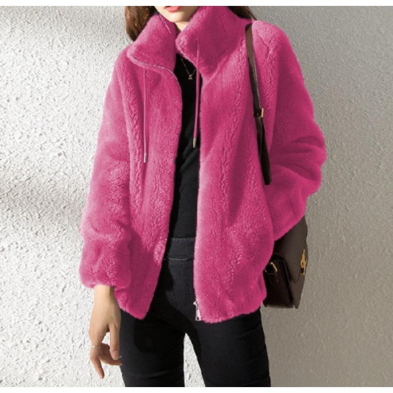 

Women s Winter Plus Velvet Thickened Double-sided Velvet Stand Collar Warm Sweatshirt Cardigan Zipper Fleece Jacket Women 3XL