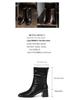 BEIJIANI 5598-6 Women's Retro Pleated Square Toe Chunky Heel Ankle Boots - Autumn/Winter Style