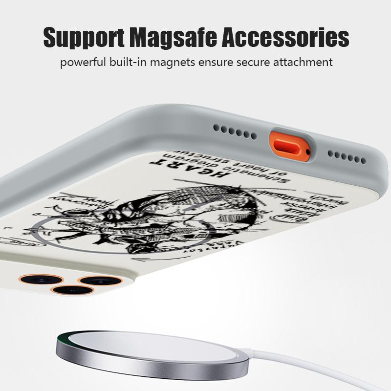 Heart Pattern Magnetic Phone Case For iPhone 17 Pro Max 16 15 14 13 Pro Max For Magsafe Wireless Charge TPU PC Back Cover Fundas