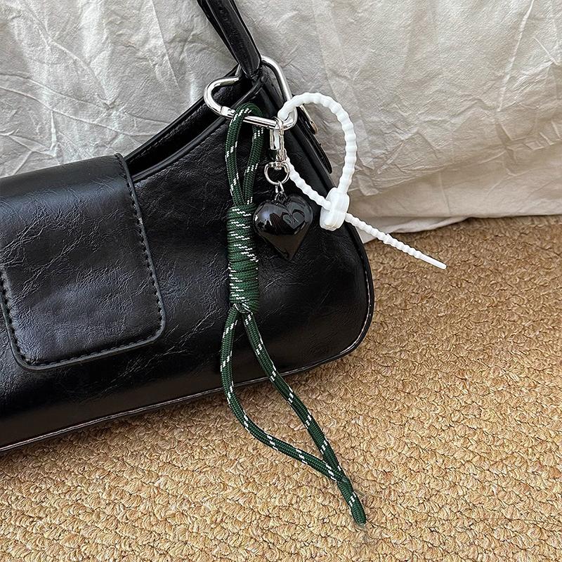 Fashion Creative Retro Heart Bag Pendant Mobile Phone Lanyard Colorful Braided Rope Keychain Pendant Decor Accessories