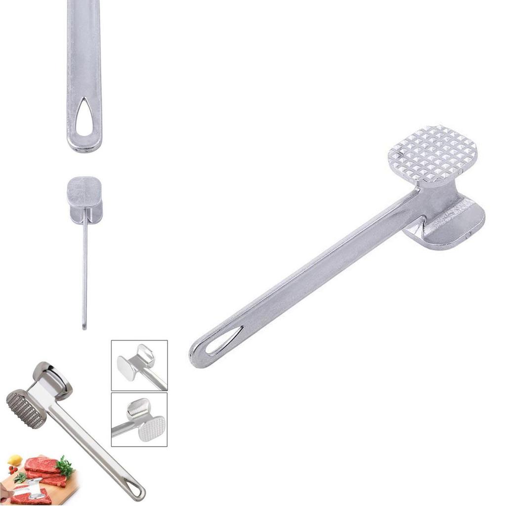 Langlebiger Aluminium-Fleischklopfer mit zwei Seiten für die Zubereitung von Rindfleisch und Hühnchen