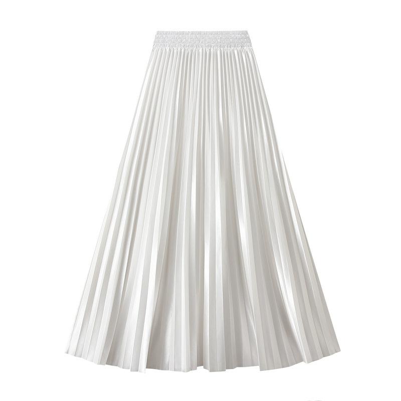 

Women s Pleated Midi Skirt Chiffon Elastic High Waist Long Skirts Swing A-Line Boho Flowy Skirts Outfits Casual Beach Ruffled Maxi Skirt for Women one size белый