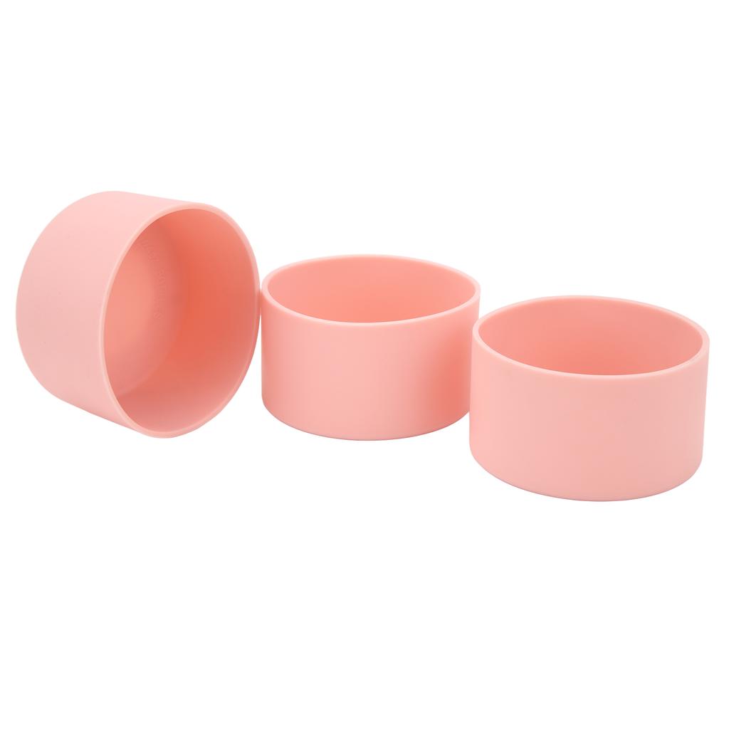 3pcs Protective Silicone Boot Slip Proof High Temperature Resistant Water Bottle Bottom Sleeve Pink