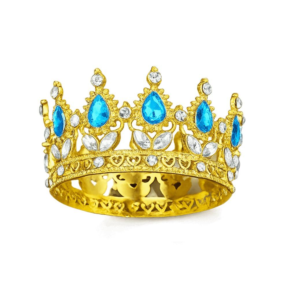 Elegant Wedding Tiara Crystal Queen Crown Lady Girl Crystal Crown Birthday Party Gold&lake blue