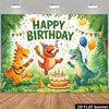 2D Tropical Jungle Dinosaur Happy Birthday Photography Background