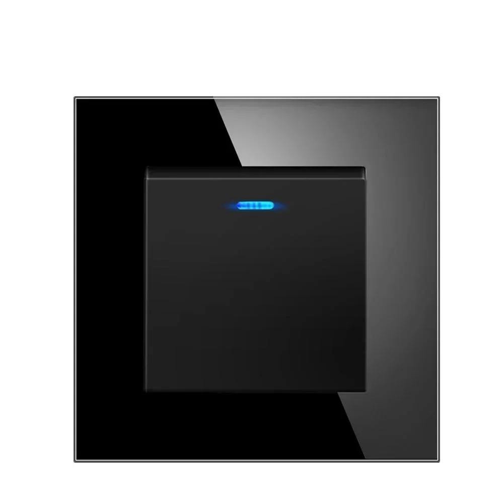 European standard 86 type rocker switch with single control featuring tempered glass for modern indoor installations