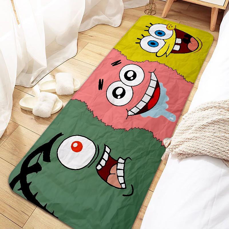 Cute SpongeBobs Cartoon Door Mat Entrance Non-slip Washable Kitchen Carpet Living Room Hallway Rugs Bathroom Bath Door Mats