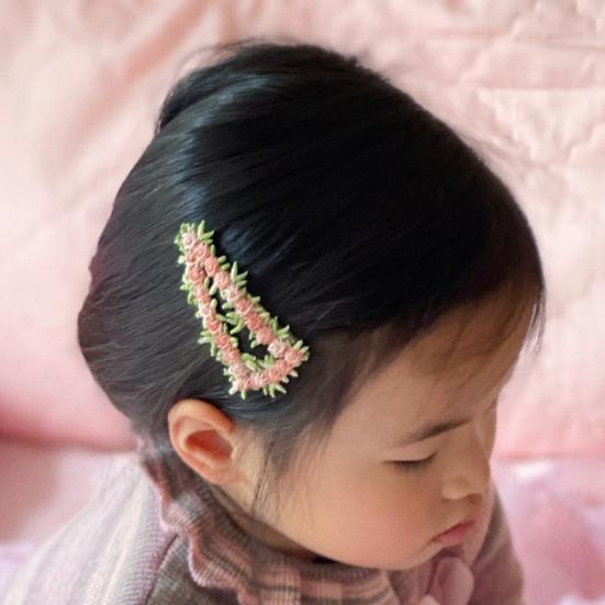 Hairpin Crocheted Pink Flower Decor Star Heart Design Firm Non-Slip Clip Bangs Side Hair Clip Party Hair Accessories