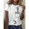 Panda Print Crew Neck T-Shirt, Casual Short Sleeve Top for Spring & Summer, Women's Clothing