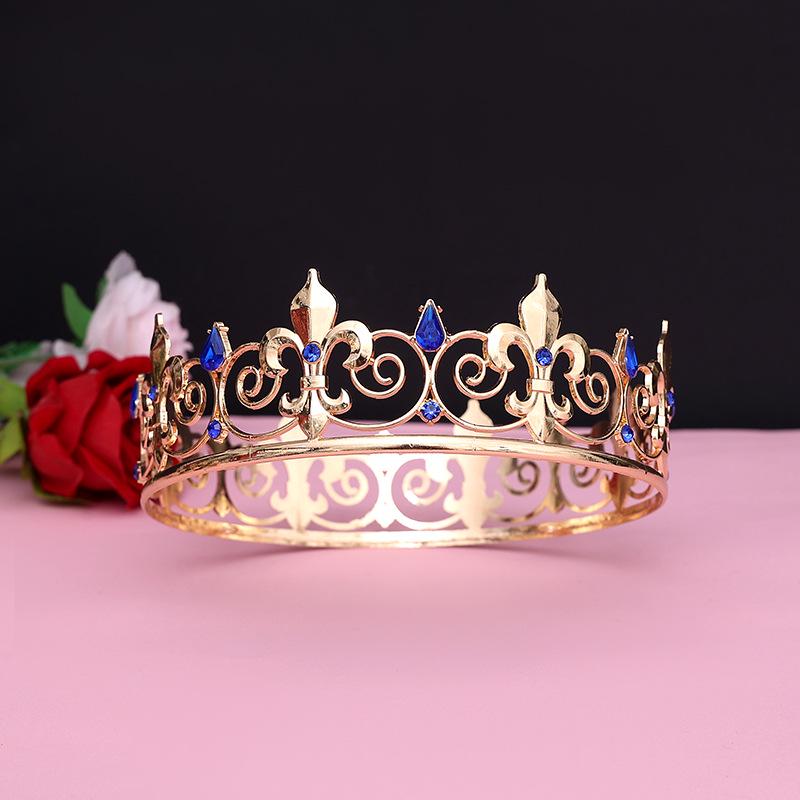 

Мужской разноцветный золотой головной убор в виде короны - европейский и американский стиль, аксессуар на день рождения или для невесты