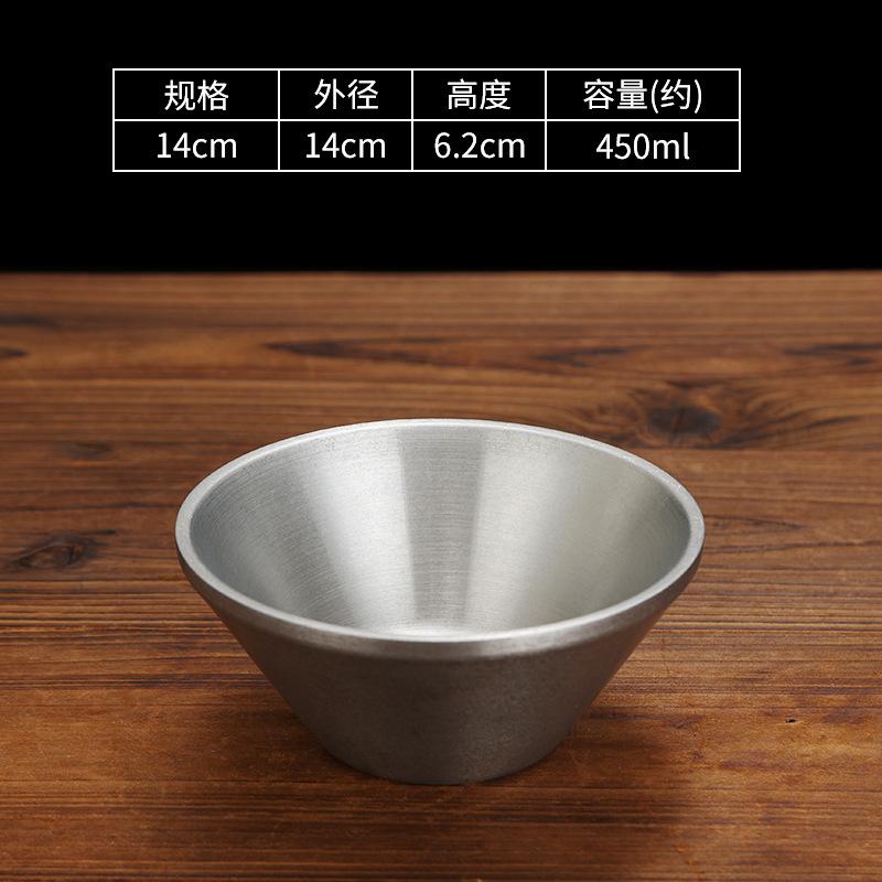 Retro Stainless Steel Salad Bowl Korean Style Double Layer Thicken V-Shaped Ramen Noodle Bowls Soup Rice Bowls Kitchen Tableware