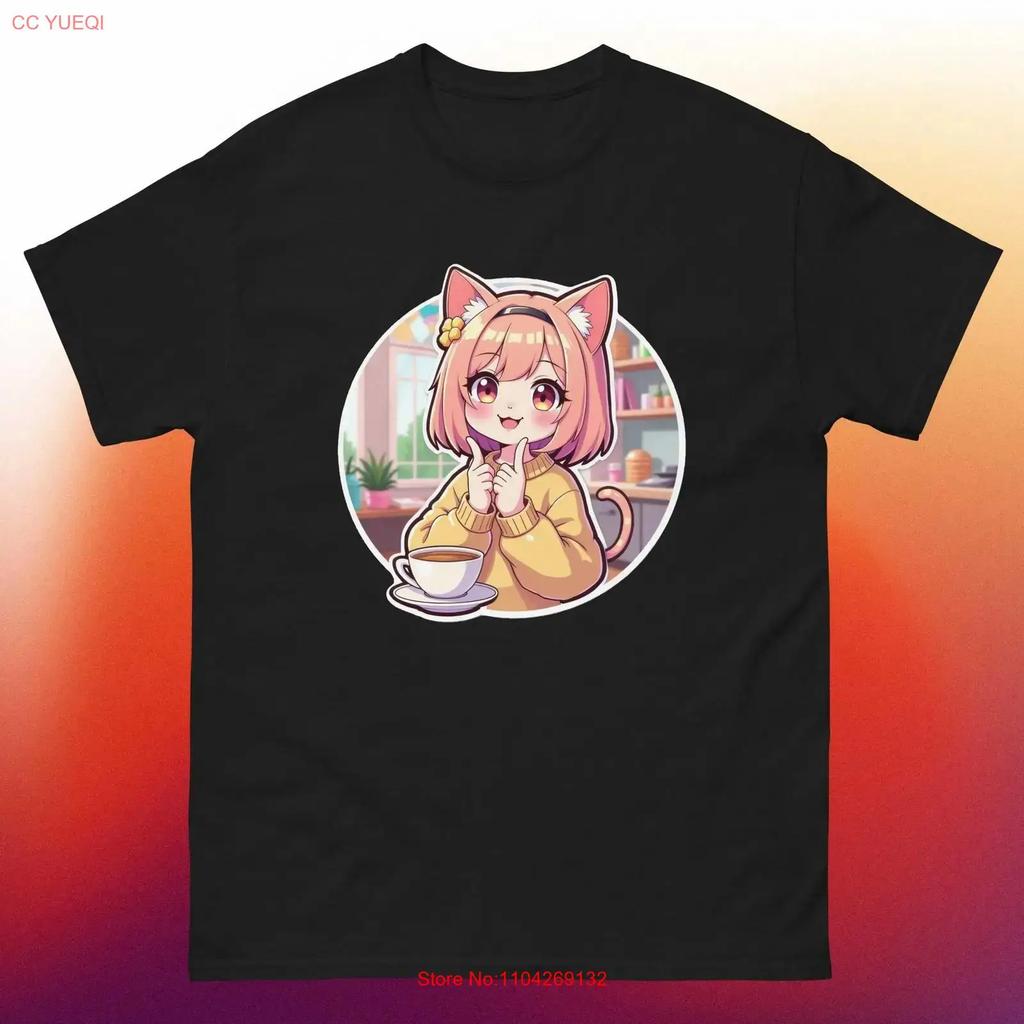 Kawaii Anime Cat Girl Coffee Lover Design E T Shirt Vintage Streetwear Top For Everyday Wear Stylish Designer Clothes