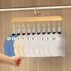 Portable 10 Clips Wooden Yoga Pants Hangers Legging Organizer for Closet Holds 10 Leggings Jeans Hats Shorts Socks 360 Rotating