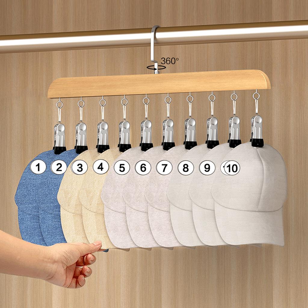 Portable 10 Clips Wooden Yoga Pants Hangers Legging Organizer for Closet Holds 10 Leggings Jeans Hats Shorts Socks 360 Rotating