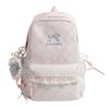 Schoolbag Sea Salt Blue and White Plaid Splicing Lace Backpack Sweet Junior High School Schoolbag Women Travel Small Backpack