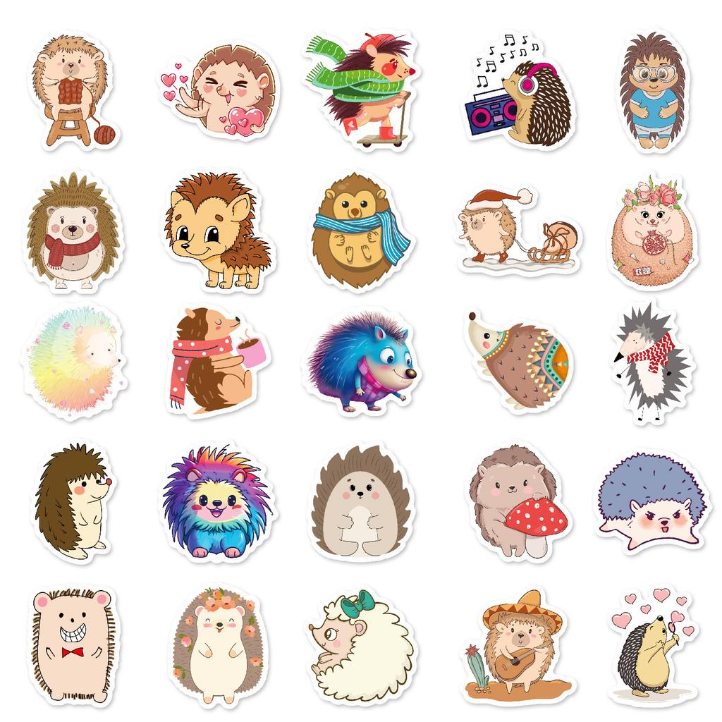 50 Cute Cartoon Different Styles of Small Hedgehog Stickers Hand Account Suitcase Water Cup DIY Decoration Stickers
