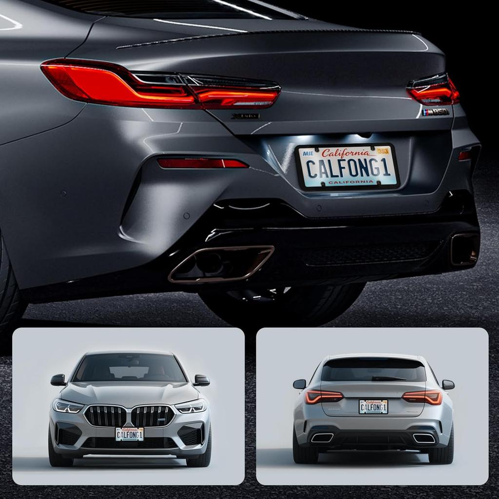 License Plate Covers & Frames, 2 Pack Grey Car Front And Rear License Plate Protector Holder With Screws & Caps, Unbreakable Car Licence Plate Frame,