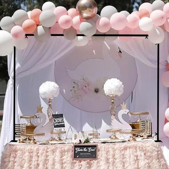 Metal Table Arch Hanging Rod Stand 16"-48'' Tall 31"-98" Length Adjustable Arch Brackets Heavy Duty Decoration Holder for Balloons Ribbons Photos