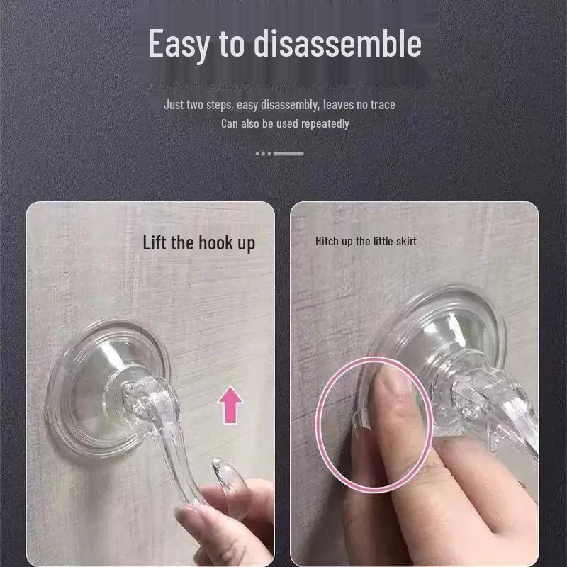 Enhanced Nail-Free Suction Cup Hook: Removable Multi-Purpose Hanger for Kitchen & Bathroom Tiles.