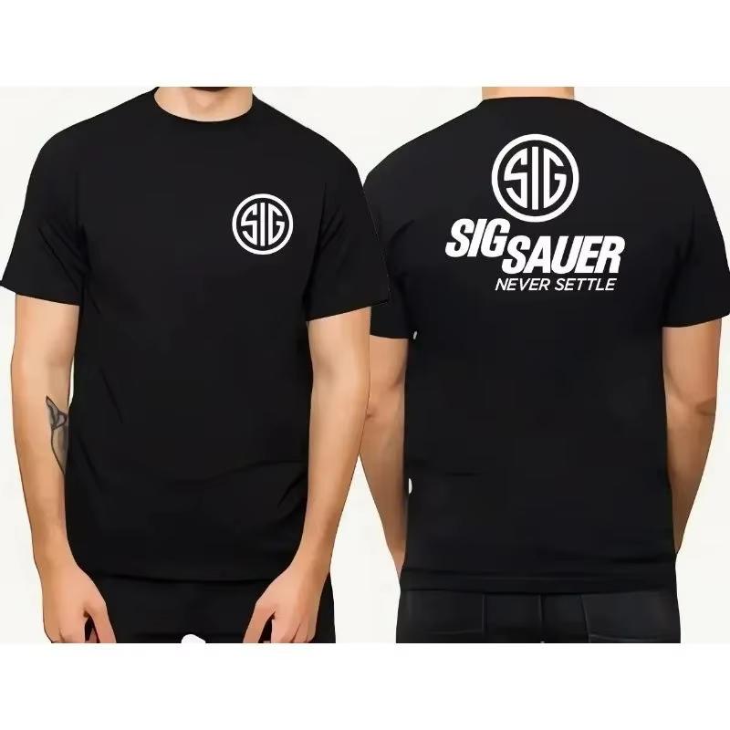 2025 Summer Men's Sig Souer Gun Pattern T-shirt Germon Gun Ammunition Army Top Casual Military Police T-shirt Skull Pattern Tee