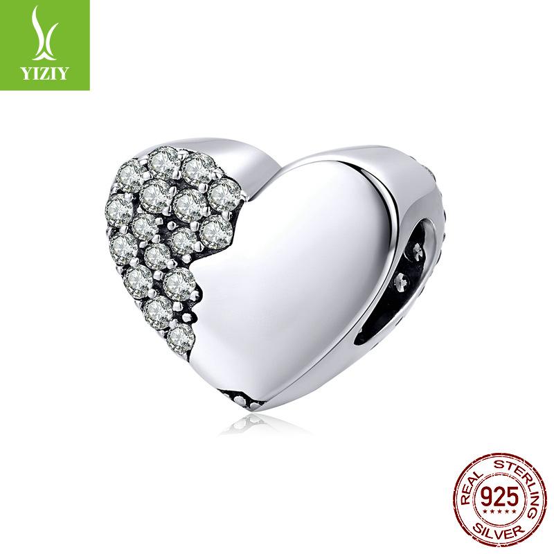 925 Sterling Silver Shining Heart Beads, Love Tree Of Life Diy Bracelet Accessories Valentine'S Day Series