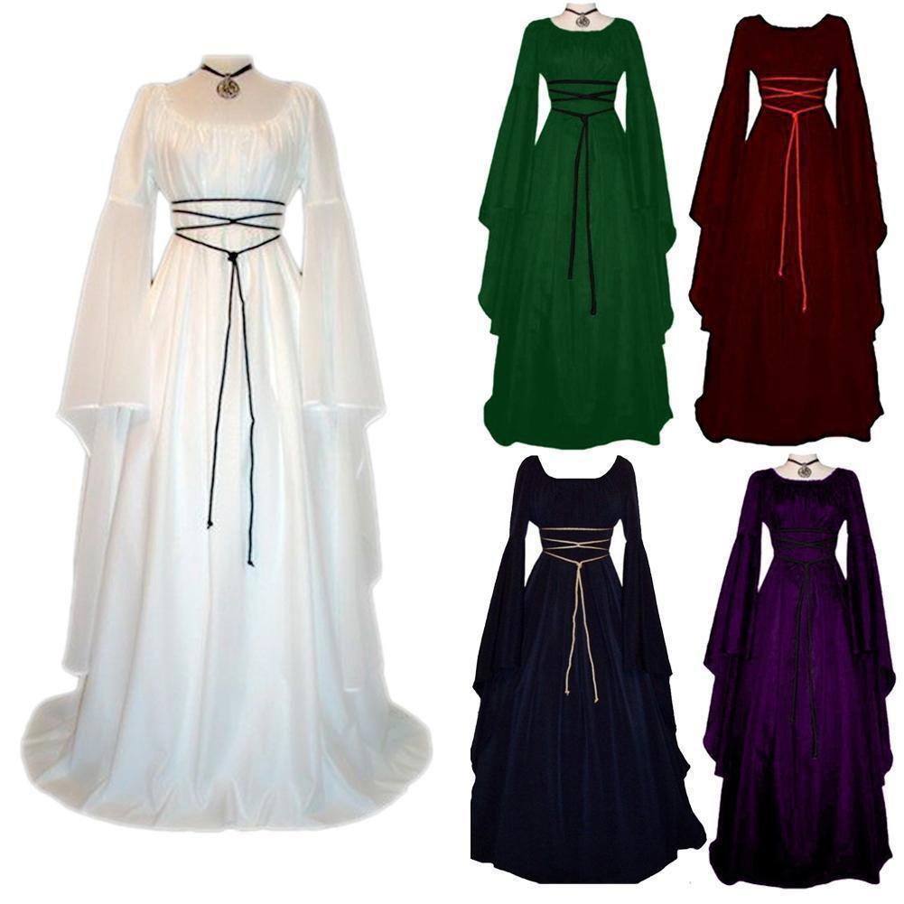 Vintage Medieval Womens Dress Victorian Renaissance Gothic Costume Gown Dress