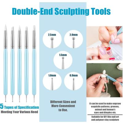 Instrument de Dotting pentru Sculptură și Modelaj din Lut Siliconic, Utilizare pentru Meșteșuguri din Lut DIY, Pensulă din Silicon pentru Sculptură în Lut, Artă pe Unghii