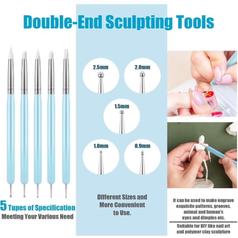 Silicone Clay Sculpting Modeling Dotting Tool Pottery Craft Use for DIY Handicraft Silicone Brush Sculpture Pottery, Nail Art