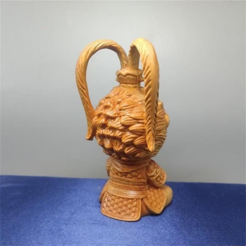 wood carving cartoon  Sun Wukong sculptures and figurines Hand carved solid wood Home Room Office Wealth Luck Feng Shui Decor