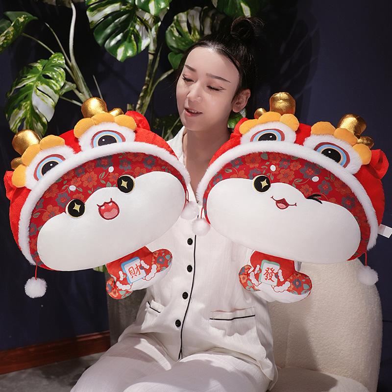Year of The Snake Pillow Blanket All-in-one Doll Doll National Fashion Lion Awakening Sofa Pillow Quilt Second Use Autumn and Winter Car Cushion