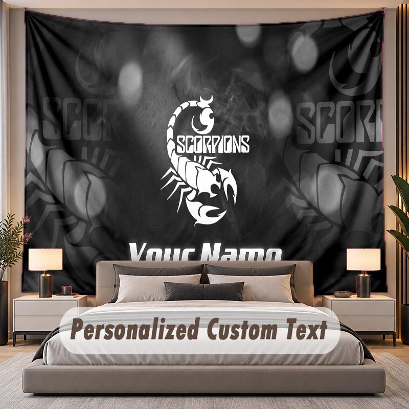 Benutzerdefiniertes Namens-Text-Wandteppich Skorpione Personalisiertes Polyester-Wandteppich für Schlafzimmer und Zimmer