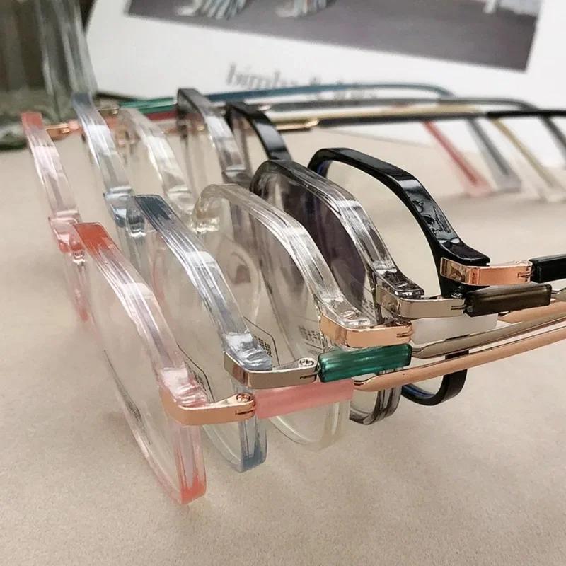 4PCS Fashion Round Glasses Replaceable Lens Plain Transparent Computer Eyeglasses Anti-Blue Light Elegant Eyewear Women Men