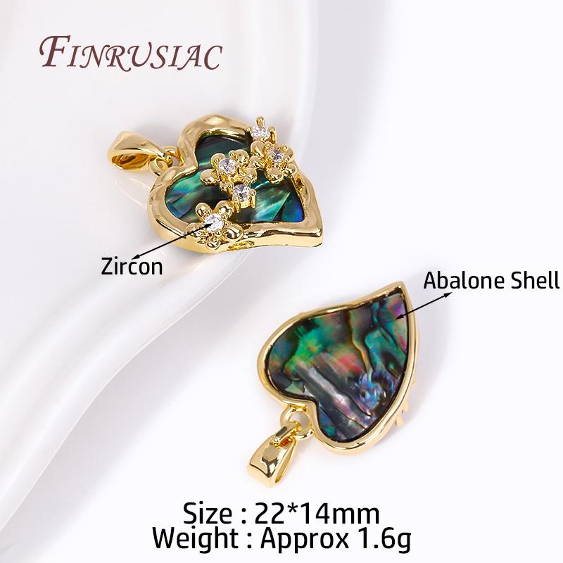 18K Gold Plated Abalone Shell Pattern Round/Heart Charms Dragonfly Pendant For Necklace Supplies DIY Jewelry Making Accessories