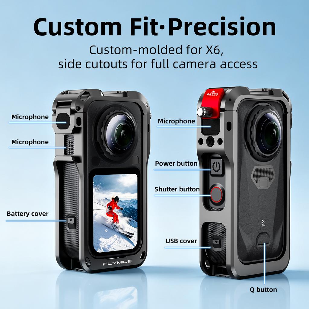 Carcasă de protecție din aliaj de aluminiu Anti-cădere Accesorii pentru camera Insta161 X6