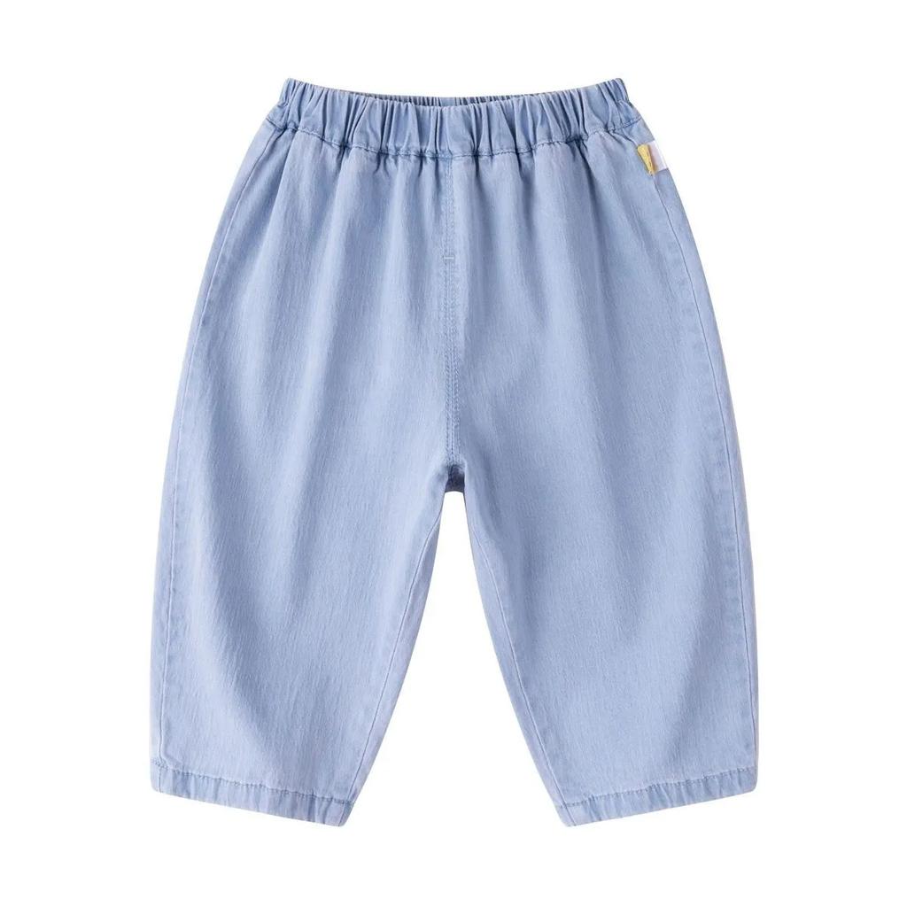 Children's Summer Simple Denim Pants Kids Pants Baby Elastic Waist Casual Thin Washed Jeans