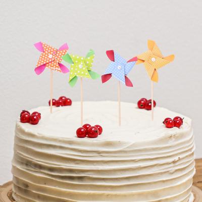 18pcs Cake Toppers Mini Pinwheel Cupcake Picks Adorable Party Food Decor Birthday Baby Shower Wedding Toothpick Windmill