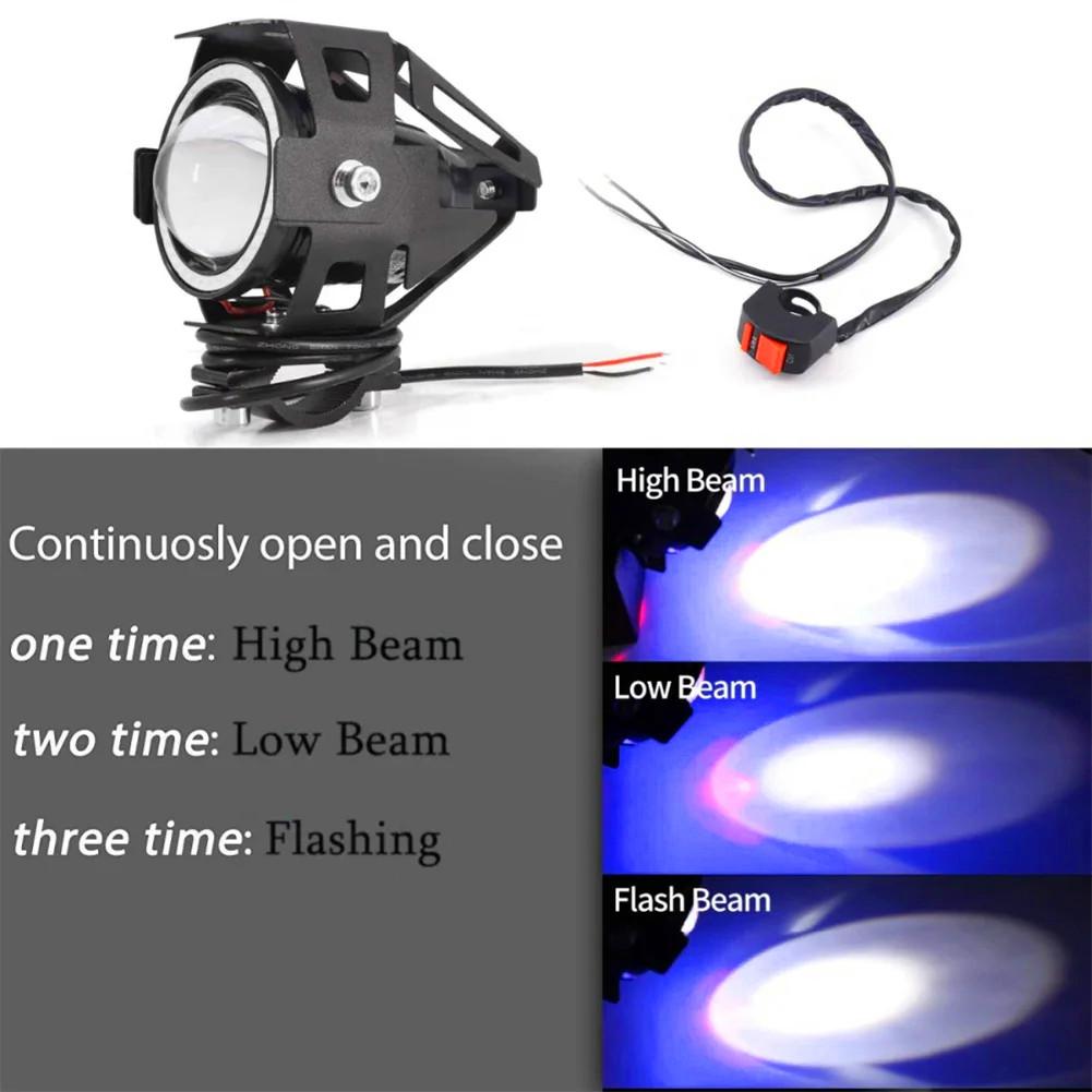 Motorcycle Headlight Fog Lights Super Bright Abgle Eyes Additional Spotlights Universal Moto Auxiliary U 7 Mini LED Driving Lamp