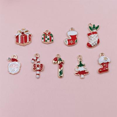 High Quality Homemade Materials Christmas Themed Pendant Christmas Tree Accessories Alloy Christmas Decoration 10pcs DIY