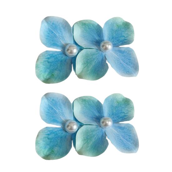 2 Stück Sommer-Haarnadel Farbverlauf Hortensie Doppelblüten-Design Imitation Perlenverzierung Haarspange Pony Seitenhaar Sommer-Haarschmuck