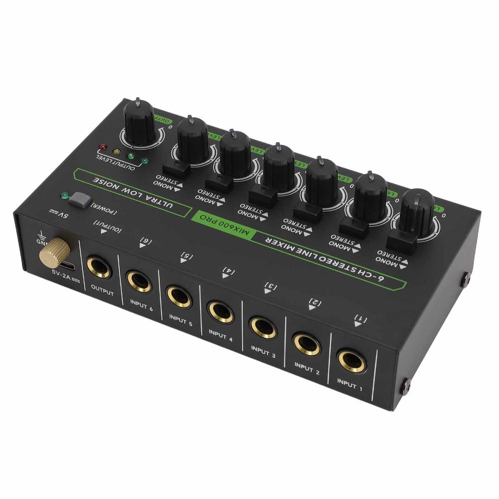 with RGB Lights 6 Channel Mixer Sound Mixer Surround Sound Stereo Mixer  Stage Performance