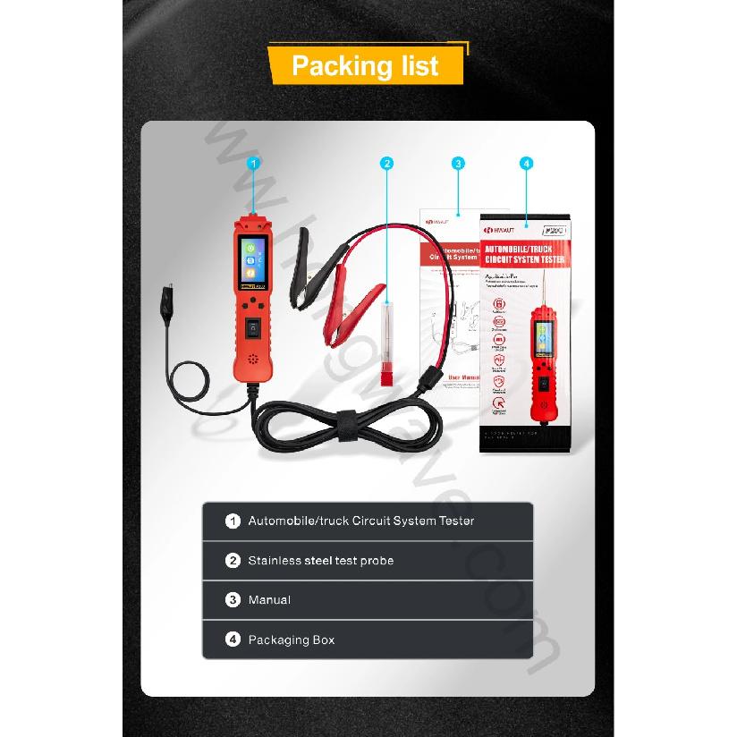 HWAUT P200 Kfz-Stromprüfer 12V/24V Power-Sonde-Kit Elektrisches System Diagnosewerkzeug AC/DC Spannungs- und Durchgangsprüfer