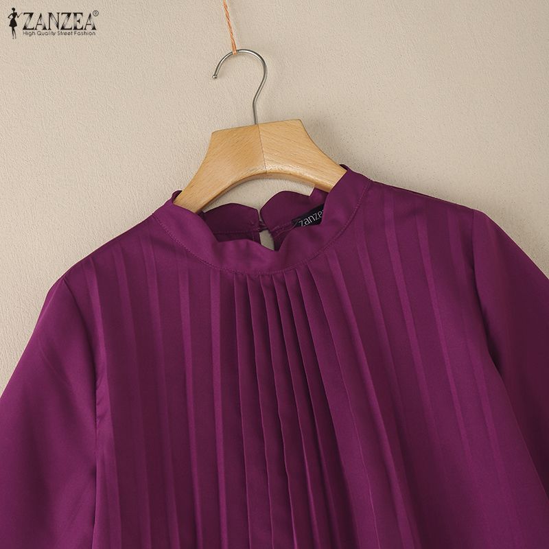 ZANZEA Women Casual Round Neck Flare Half Sleeve Loose Blouse