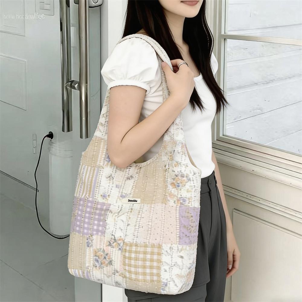 Borsa a Tote Ricamata Floreale Street Trend in Materiale Poliestere per Uso Quotidiano