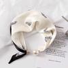 New Spring and Summer Thin Pearl Necklace Magnetic Buckle Lazy Silk Scarf Women's Pendant Scarf Collarbone Chain Silk Scarf