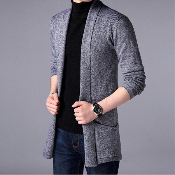 Men Thin Knitted Cardigan Sweater Spring Autumn Solid Sweater Bottoming Long Sleeved Mens Slim Fit Cardigan Sweater