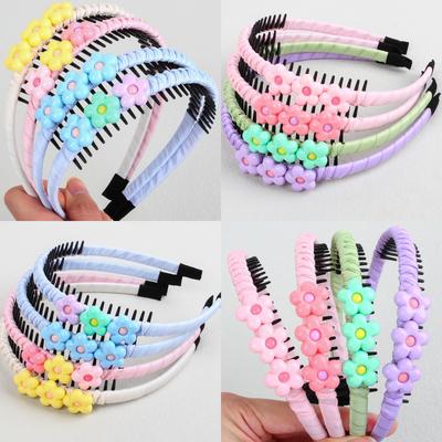 Diademas de Flores para Niñas Lindas Tela Antideslizante Envoltura Bisel Con Dientes Aro para el Cabello Diademas Florales Para Niños Accesorios para el Cabello