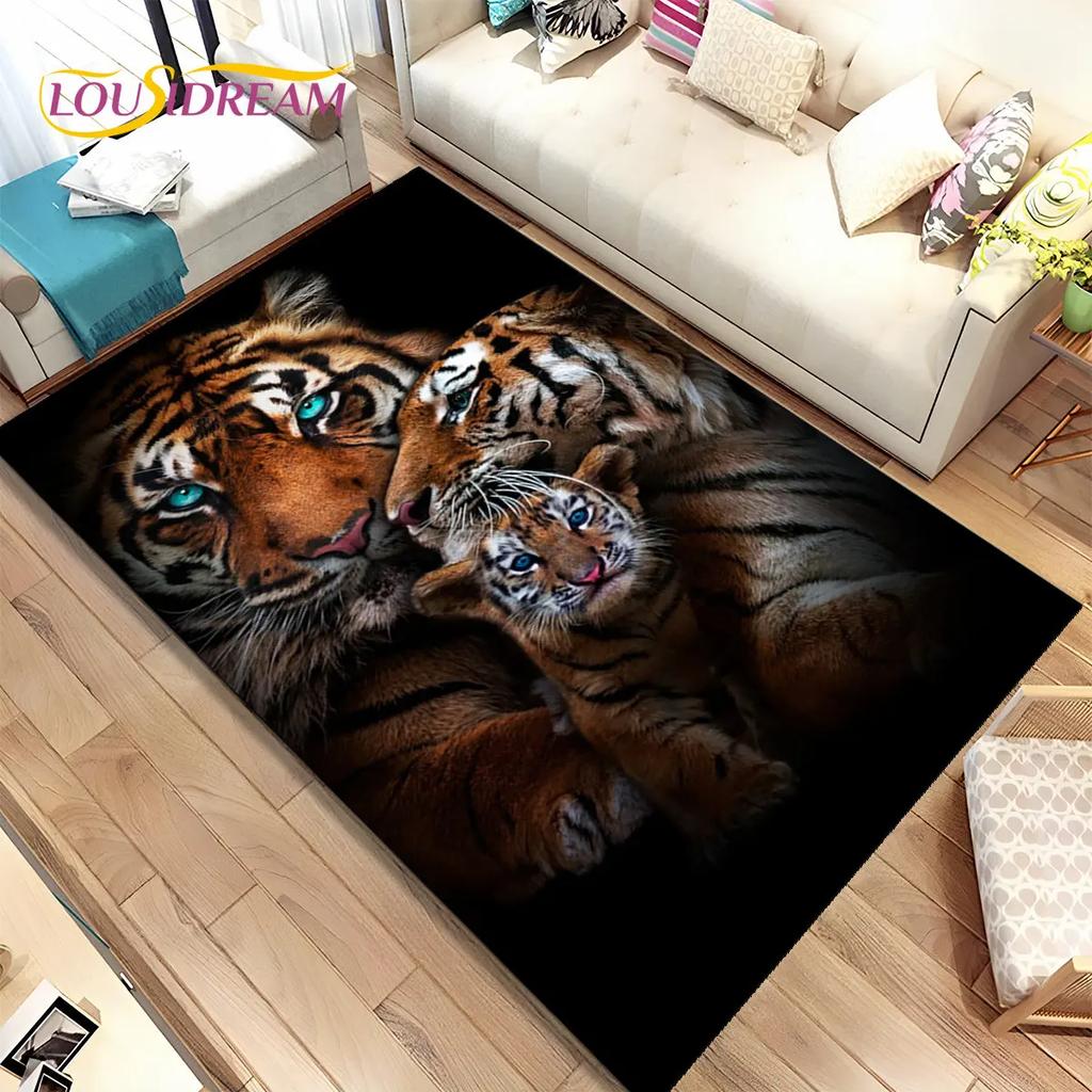 Beast Animal Tiger,Sabretooth Cartoon Area Rug,Carpet for Home Living Room Bedroom Sofa Doormat Kitchen Decor,Non-slip Floor Mat