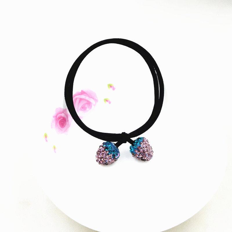 Rhinestone Strawberry Double Strand Elastic Hair Tie - Cute Fruit Hair Accessory