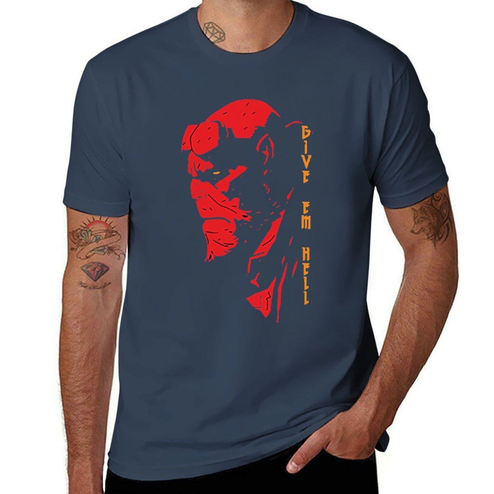 Hellboy Give em Hell TShirt Fashion Casual Short Sleeve TShirt S
