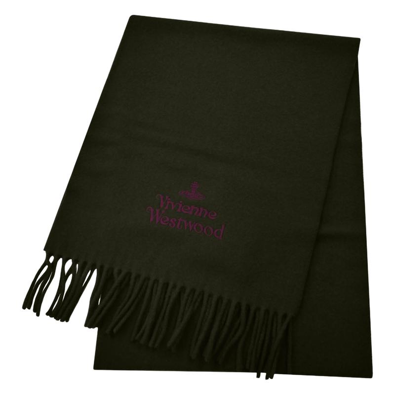 Vivienne Westwood Brand Logo Wool Scarf Unisex Couple Style Dark Green Dark green F (one size fits all) in envelope 81030006-W001I grün